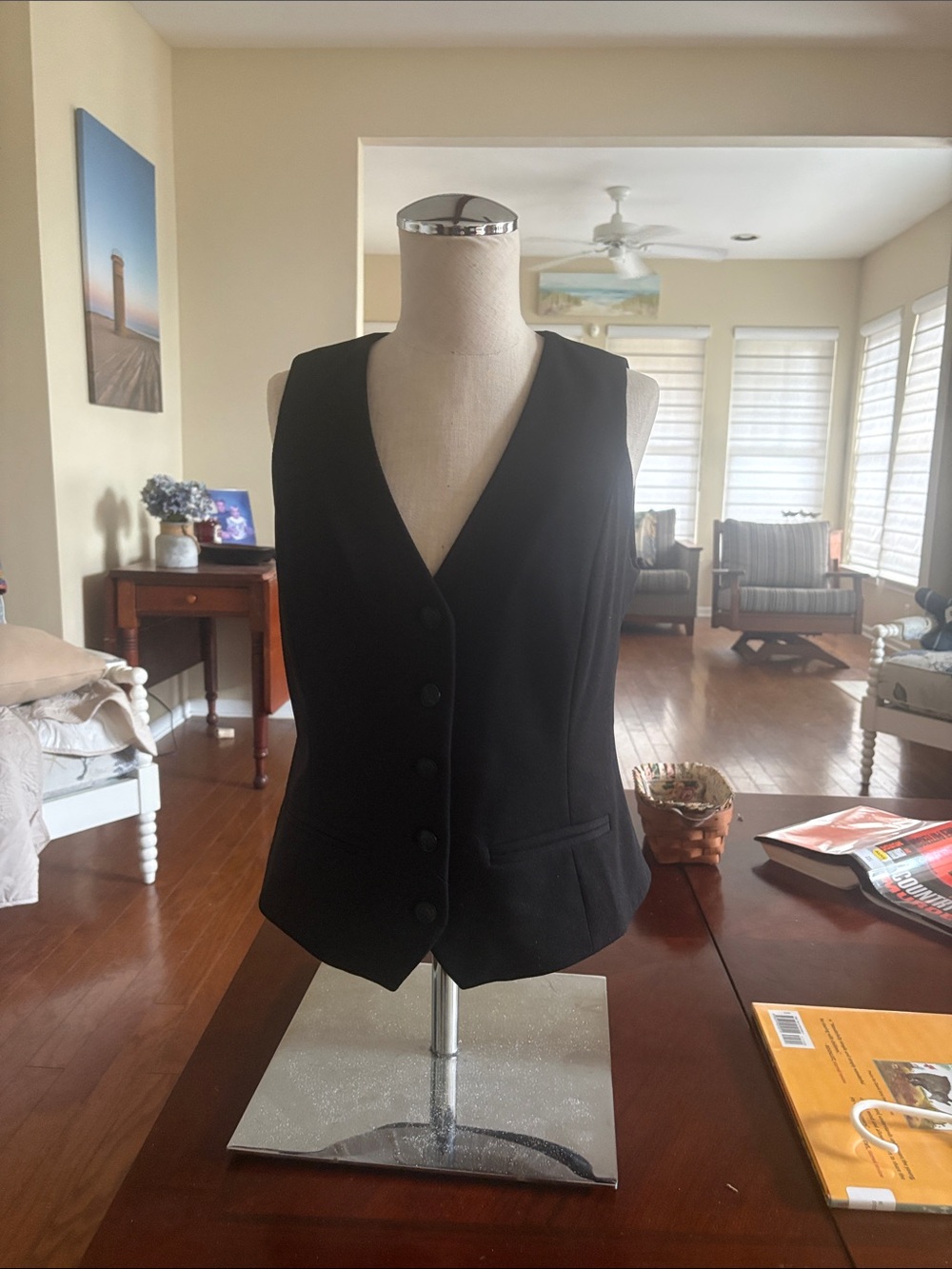 White House Black Market Black Tailored Sleeveless Vest